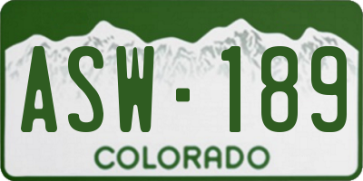 CO license plate ASW189