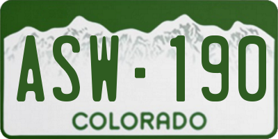 CO license plate ASW190