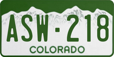 CO license plate ASW218