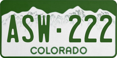 CO license plate ASW222
