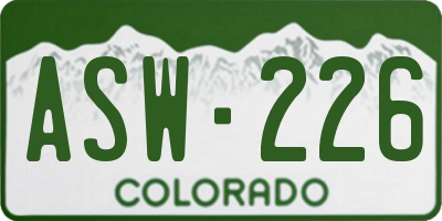 CO license plate ASW226