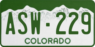 CO license plate ASW229