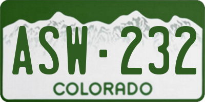 CO license plate ASW232
