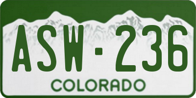 CO license plate ASW236