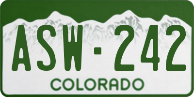 CO license plate ASW242