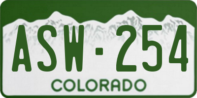 CO license plate ASW254