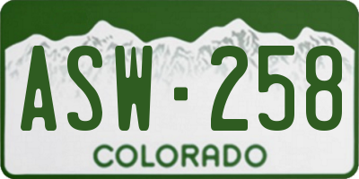 CO license plate ASW258