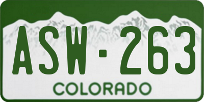 CO license plate ASW263