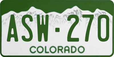 CO license plate ASW270