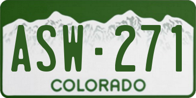 CO license plate ASW271