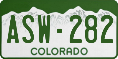 CO license plate ASW282