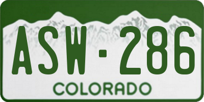 CO license plate ASW286