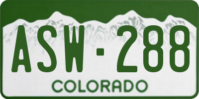 CO license plate ASW288