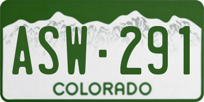 CO license plate ASW291