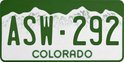 CO license plate ASW292