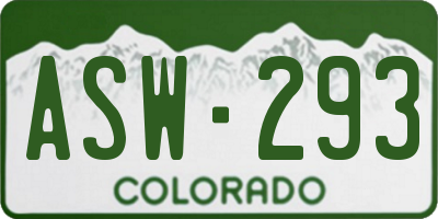 CO license plate ASW293