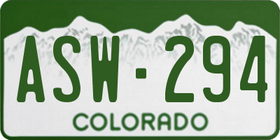 CO license plate ASW294