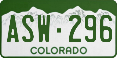 CO license plate ASW296