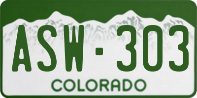CO license plate ASW303