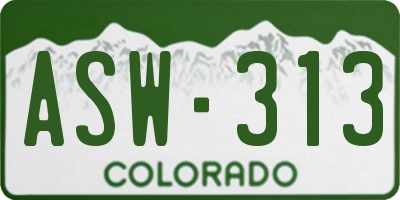 CO license plate ASW313