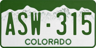 CO license plate ASW315