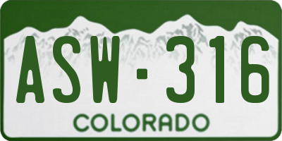 CO license plate ASW316