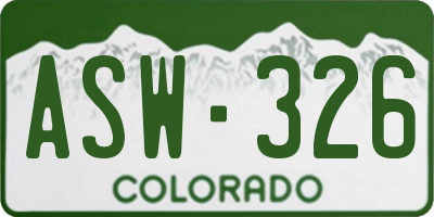 CO license plate ASW326