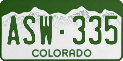 CO license plate ASW335