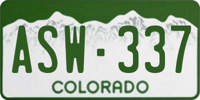 CO license plate ASW337