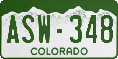 CO license plate ASW348