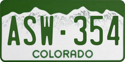 CO license plate ASW354