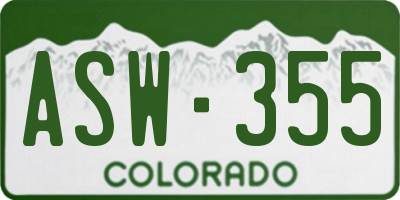CO license plate ASW355