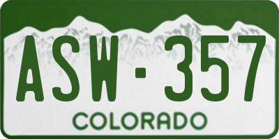 CO license plate ASW357