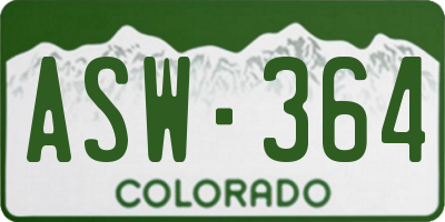 CO license plate ASW364