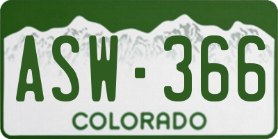CO license plate ASW366