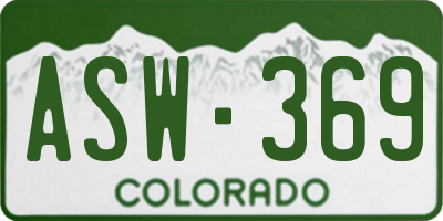CO license plate ASW369