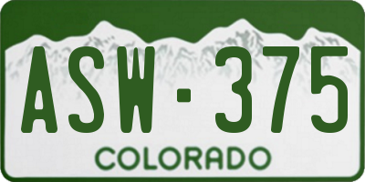 CO license plate ASW375