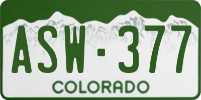 CO license plate ASW377