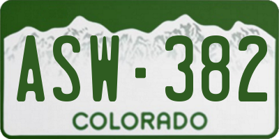 CO license plate ASW382