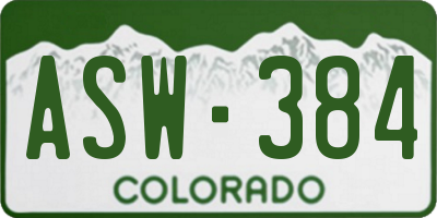 CO license plate ASW384