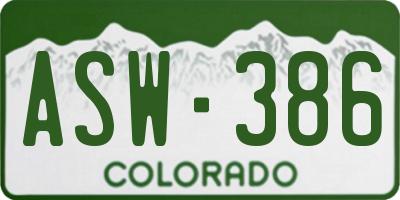 CO license plate ASW386