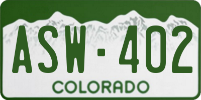 CO license plate ASW402
