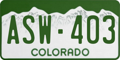 CO license plate ASW403