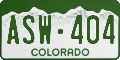 CO license plate ASW404