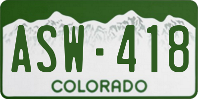 CO license plate ASW418