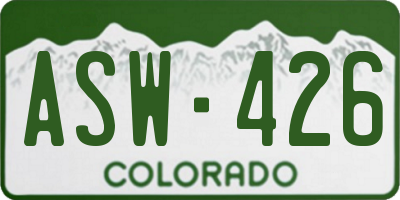 CO license plate ASW426