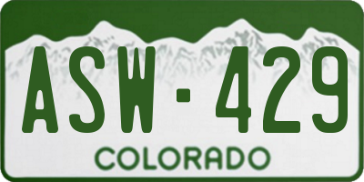 CO license plate ASW429
