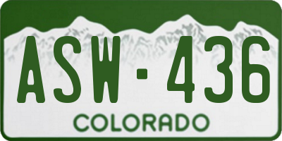 CO license plate ASW436
