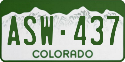 CO license plate ASW437