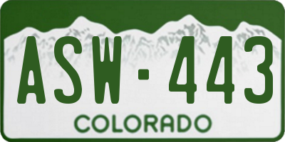 CO license plate ASW443